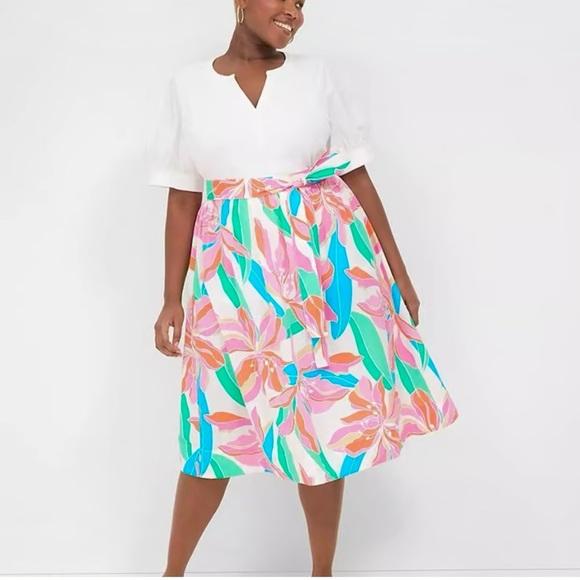 Lane Bryant White Floral MIDI Elastic Skirt Pockets Women’s 18/20 NWOT - Picture 2 of 9